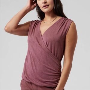 Athleta Breezy Wrap Tank Rose Pink Top Size Large